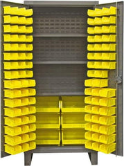Durham - 3 Shelf 102 Bin Storage Cabinet - Steel, 36" Wide x 24" Deep x 78" High, Gray - Americas Industrial Supply