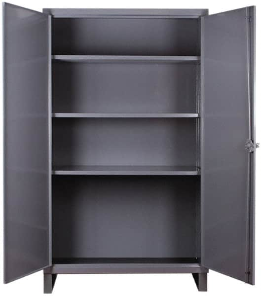 Durham - 3 Shelf Locking Storage Cabinet - Steel, 48" Wide x 24" Deep x 66" High, Gray - Americas Industrial Supply