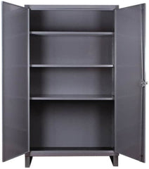 Durham - 3 Shelf Locking Storage Cabinet - Steel, 60" Wide x 24" Deep x 66" High, Gray - Americas Industrial Supply