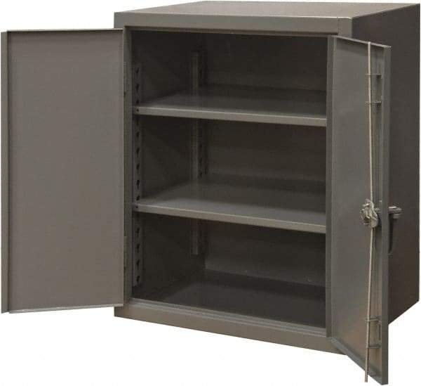 Durham - 2 Shelf Locking Storage Cabinet - Steel, 36" Wide x 20" Deep x 42" High, Gray - Americas Industrial Supply