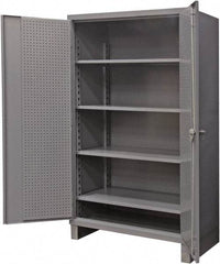 Durham - 4 Shelf Pegboard Storage Cabinet - Steel, 36" Wide x 24" Deep x 78" High, Gray - Americas Industrial Supply