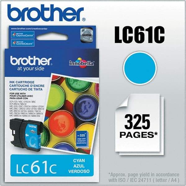 Brother - Cyan Ink Cartridge - Use with Brother DCP-J140W, 165C, 375CW, 385C, 395CN, 585CW, MFC-250C, 255CW, 290C, 295CN, 490CW, 495CW, J615W, 775CW, 790CW, 795CW, 990CW - Americas Industrial Supply