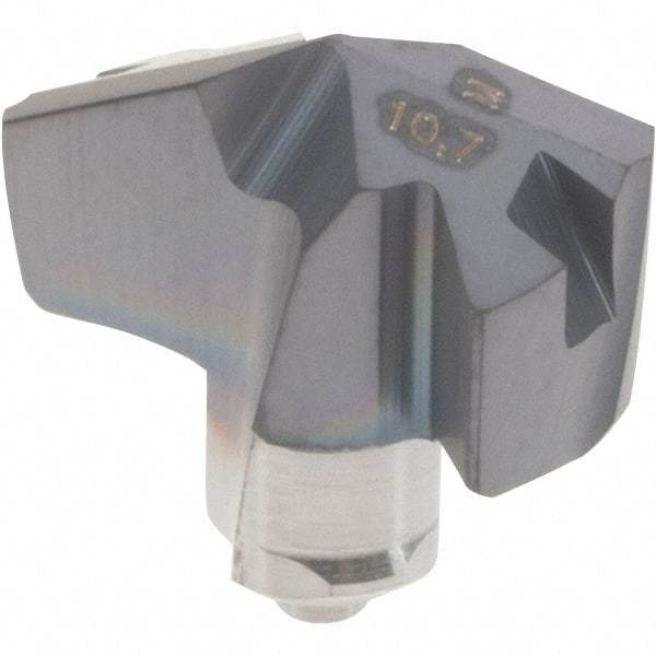 Iscar - Series ICM, 10.69mm Diam Grade IC907 Replaceable Drill Tip - Carbide, TiAlN/TiN Finish, 10 Seat Size - Americas Industrial Supply