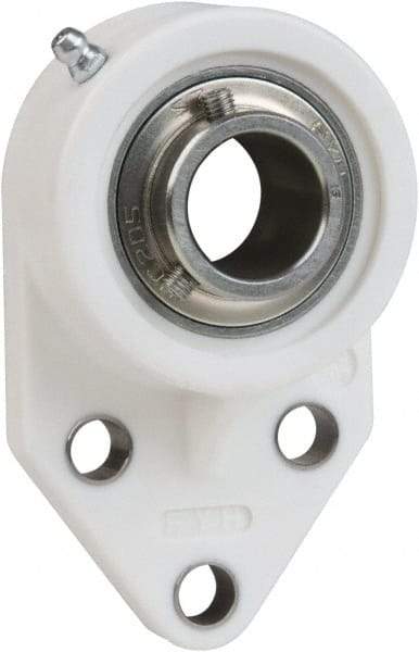 Value Collection - 1-3/16" ID, 5-15/32" OAL x 1-5/8" OAH 3 Bolt Flange Mounted Bearing - 2,540 Lb Static Cap, 4,383 Lb Dyn Cap, 1-7/8" Btw Mnt Hole Ctrs, 49/64" Base-to-Ctr Ht, Thermoplastic - Americas Industrial Supply