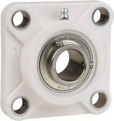 Value Collection - 1-1/4" ID, 4-7/32" OAL x 1-5/8" OAH 4-Bolt Flange Mounted Bearing - 2,540 Lb Static Cap, 4,383 Lb Dyn Cap, 3-17/64" Btw Mnt Hole Ctrs, 3/4" Base-to-Ctr Ht, Thermoplastic - Americas Industrial Supply