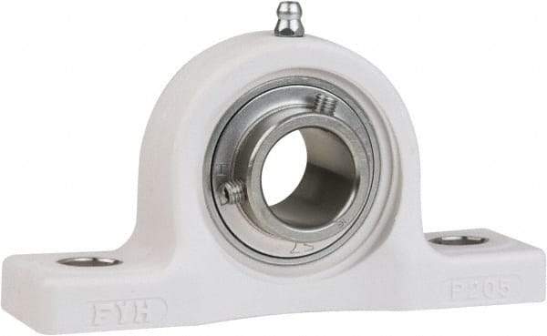 Value Collection - 1-1/4" ID, 6-5/8" OAL x 3-23/32" OAH Pillow Block - 3,462 Lb Static Cap, 5,777 Lb Dyn Cap, 5" Btw Mnt Hole Ctrs, 1-7/8" Base-to-Ctr Ht, Thermoplastic - Americas Industrial Supply