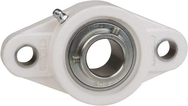 Value Collection - 1-3/16" ID, 5-13/16" OAL x 1-19/32" OAH 2-Bolt Flange Mounted Bearing - 2,540 Lb Static Cap, 4,383 Lb Dyn Cap, 4-39/64" Btw Mnt Hole Ctrs, 45/64" Base-to-Ctr Ht, Thermoplastic - Americas Industrial Supply
