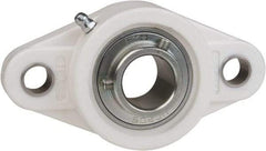 Value Collection - 1-3/16" ID, 5-13/16" OAL x 1-19/32" OAH 2-Bolt Flange Mounted Bearing - 2,540 Lb Static Cap, 4,383 Lb Dyn Cap, 4-39/64" Btw Mnt Hole Ctrs, 45/64" Base-to-Ctr Ht, Thermoplastic - Americas Industrial Supply