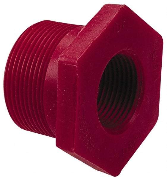 NIBCO - 2 x 1" PVDF Plastic Pipe Flush Threaded Reducer Bushing - Schedule 80, MIPT x FIPT End Connections - Americas Industrial Supply