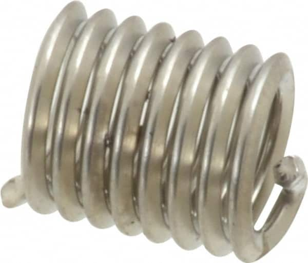 Recoil - 1/4-20 UNC, 1/2" OAL, Free Running Helical Insert - 8 Free Coils, Tanged, Stainless Steel, Bright Finish, 2D Insert Length - Americas Industrial Supply