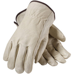 ‎70-361/L Leather Drivers Gloves - Top Grain Pigskin Leather Drivers - Economy Grade - Keystone Thumb - Exact Industrial Supply