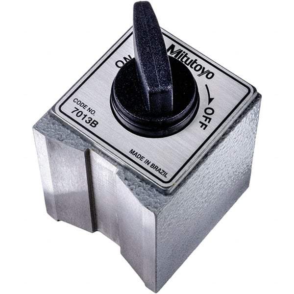 Mitutoyo - 58.5mm Long x 50mm Wide x 55mm High Fine Adjustment Magnetic Indicator Base with On/Off Switch - 600 N Magnetic Pull - Americas Industrial Supply