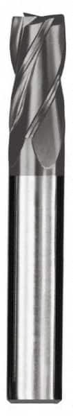 SGS - 11/16", 1-3/8" LOC, 3/4" Shank Diam, 4" OAL, 4 Flute, Solid Carbide Square End Mill - Single End, AlTiN Finish, Spiral Flute, 30° Helix, Centercutting, Right Hand Cut, Right Hand Flute, Series 1 - Americas Industrial Supply