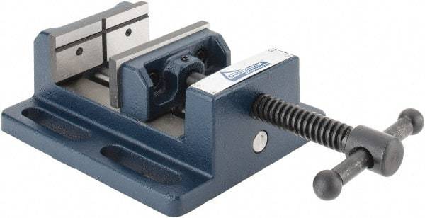 Gibraltar - 3" Jaw Opening Capacity x 1-1/8" Throat Depth, Horizontal Drill Press Vise - 3" Wide Jaw, Stationary Base, Standard Speed, 6-9/16" OAL x 2-7/16" Overall Height, Cast Iron - Americas Industrial Supply