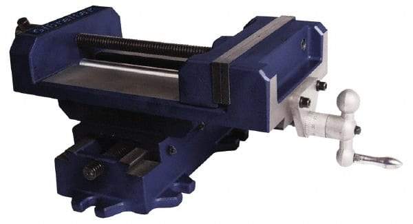 Gibraltar - 3" Jaw Opening Capacity x 1-1/8" Throat Depth, Horizontal Drill Press Vise - 3" Wide Jaw, Cross Slide Base, Standard Speed, 5-1/2" OAL x 5-5/8" Overall Height, Cast Iron - Americas Industrial Supply