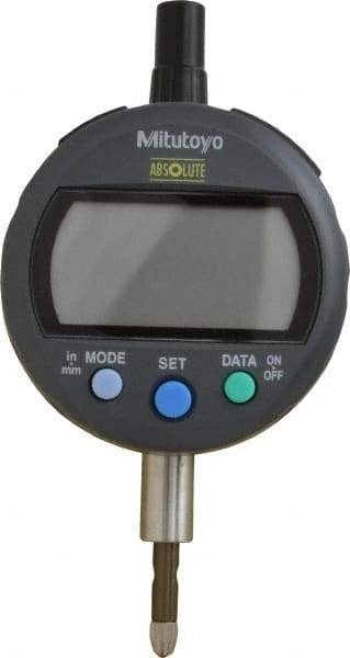 Mitutoyo - 0 to 12.7mm Range, 0.00005" Graduation, Electronic Drop Indicator - Lug-on-center Back, Accurate to 0.0001", English & Metric System, LCD Display - Americas Industrial Supply