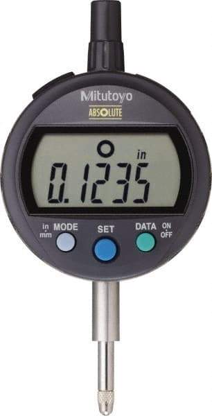Mitutoyo - 0 to 12.7mm Range, 0.0005" Graduation, Electronic Drop Indicator - Lug Back, Accurate to 0.001", LCD Display - Americas Industrial Supply