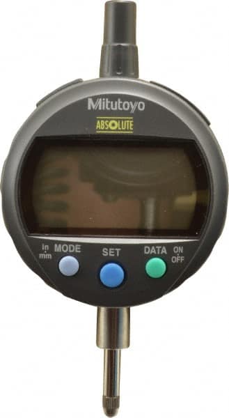 Mitutoyo - 0 to 12.7mm Range, 0.0005" Graduation, Electronic Drop Indicator - Lug-on-center Back, Accurate to 0.001", English & Metric System, LCD Display - Americas Industrial Supply