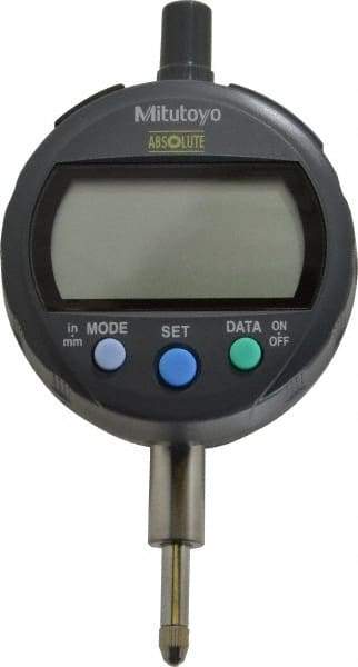 Mitutoyo - 0 to 12.7mm Range, 0.0005" Graduation, Electronic Drop Indicator - Flat Back, Accurate to 0.001", English & Metric System, LCD Display - Americas Industrial Supply