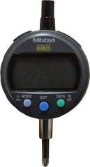 Mitutoyo - 0 to 12.7mm Range, 0.0005" Graduation, Electronic Drop Indicator - Flat Back, Accurate to 0.001", English & Metric System, LCD Display - Americas Industrial Supply