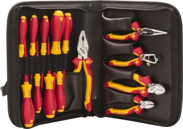 Wiha - 14 Piece Insulated Hand Tool Set - Comes in Zippered Case - Americas Industrial Supply