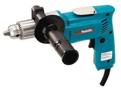 Makita - 1/2" Keyed Chuck, 550 RPM, Pistol Grip Handle Electric Drill - 6.5 Amps, 115 Volts, Reversible, Includes Chuck Key, Drill Chuck, Side Handle - Americas Industrial Supply