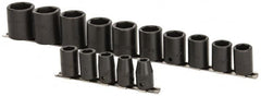 Proto - 15 Piece 1/2" Drive Impact Socket Set - 6 Points, 3/8" to 1-1/4" Range, Inch Measurement Standard - Americas Industrial Supply
