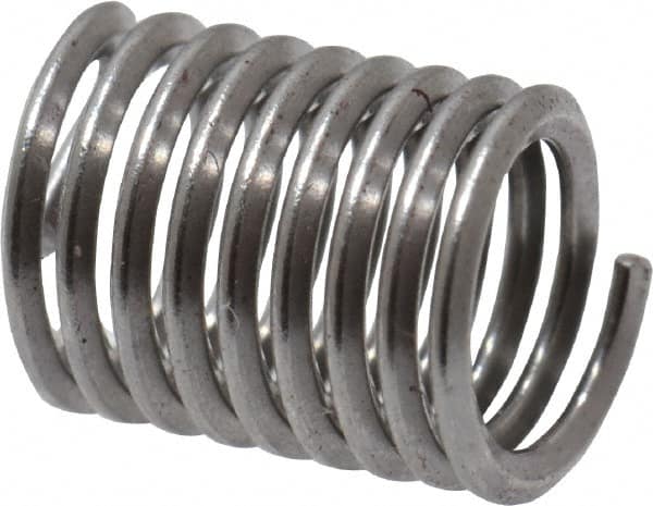 Heli-Coil - M4x0.70 Metric Coarse, 8mm OAL, Free Running Helical Insert - 8-5/8 Free Coils, Tanged, 304 Stainless Steel, Bright Finish, 2D Insert Length - Exact Industrial Supply