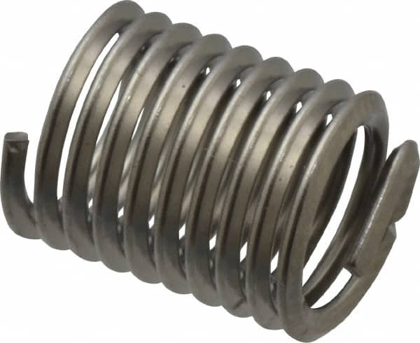 Heli-Coil - M6x1.00 Metric Coarse, 12mm OAL, Free Running Helical Insert - 9-1/2 Free Coils, Tanged, 304 Stainless Steel, Bright Finish, 2D Insert Length - Exact Industrial Supply