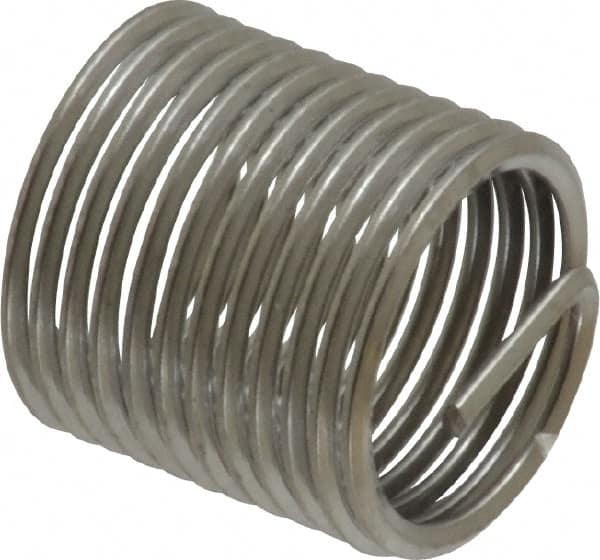 Heli-Coil - M10x1.00 Metric Fine, 15mm OAL, Free Running Helical Insert - 12 Free Coils, Tanged, 304 Stainless Steel, Bright Finish, 1-1/2D Insert Length - Exact Industrial Supply