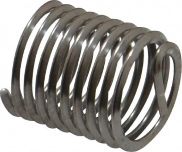 Heli-Coil - M10x1.25 Metric Fine, 15mm OAL, Free Running Helical Insert - 9-1/2 Free Coils, Tanged, 304 Stainless Steel, Bright Finish, 1-1/2D Insert Length - Exact Industrial Supply