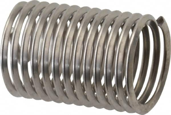 Heli-Coil - M10x1.25 Metric Fine, 20mm OAL, Free Running Helical Insert - 13-1/8 Free Coils, Tanged, 304 Stainless Steel, Bright Finish, 2D Insert Length - Exact Industrial Supply