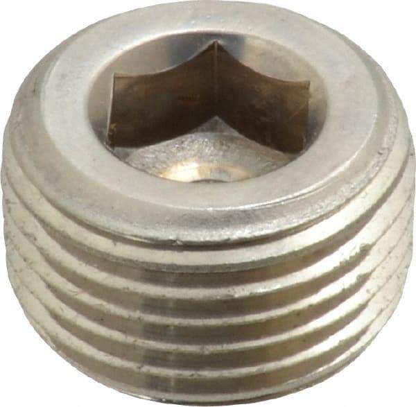 Merit Brass - 3/8" Grade 316/316L Stainless Steel Pipe Hex Countersunk Plug - MNPT End Connections, 150 psi - Americas Industrial Supply