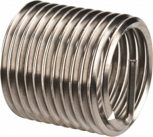 Heli-Coil - M12x1.25 Metric Fine, 18mm OAL, Free Running Helical Insert - 11-5/8 Free Coils, Tanged, 304 Stainless Steel, Bright Finish, 1-1/2D Insert Length - Americas Industrial Supply