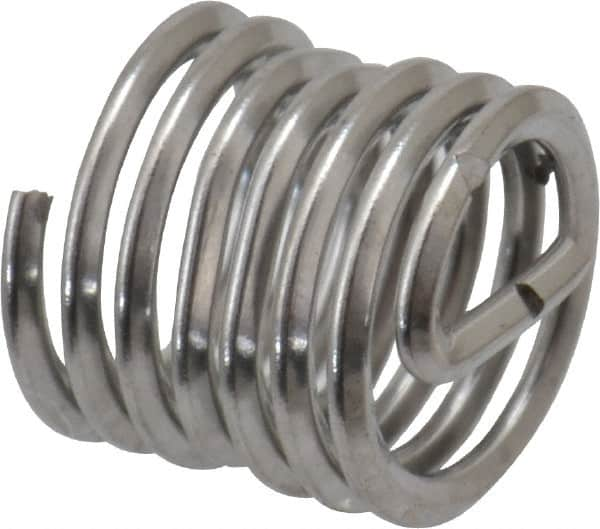 Heli-Coil - Single Insert, M5x0.8 Metric Coarse, 1-1/2D, Stainless Steel Screw Locking Insert - 6-7/8 Free Coils, 7.5mm Overall Length, 6.25 to 6.8mm Outside Diameter, with Tang, Bright Finish, 304 Material Grade - Exact Industrial Supply