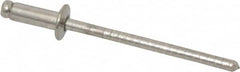 RivetKing - Size 42 Dome Head Stainless Steel Open End Blind Rivet - Stainless Steel Mandrel, 0.126" to 3/16" Grip, 1/4" Head Diam, 0.129" to 0.133" Hole Diam, 0.337" Length Under Head, 1/8" Body Diam - Americas Industrial Supply