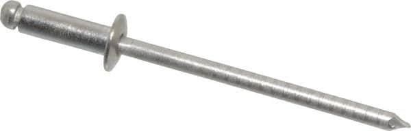 RivetKing - Size 44 Dome Head Stainless Steel Open End Blind Rivet - Stainless Steel Mandrel, 0.188" to 1/4" Grip, 1/4" Head Diam, 0.129" to 0.133" Hole Diam, 0.4" Length Under Head, 1/8" Body Diam - Americas Industrial Supply