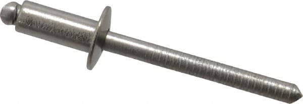 RivetKing - Size 64 Dome Head Stainless Steel Open End Blind Rivet - Stainless Steel Mandrel, 0.188" to 1/4" Grip, 3/8" Head Diam, 0.192" to 0.196" Hole Diam, 0.45" Length Under Head, 3/16" Body Diam - Americas Industrial Supply