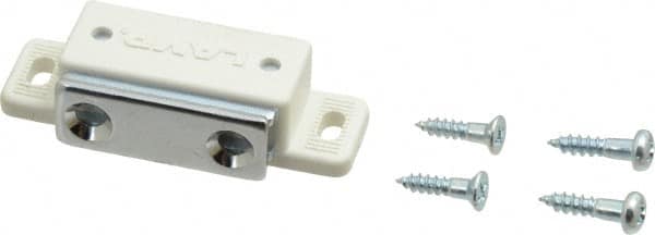 Sugatsune - 1.99" Long x 0.67" Wide x 0.47" High, Plastic & Steel Tension Catch - White Finish, 5.2 Magnetic Force, 1-3/16" Long Strike, 29/64" Wide Strike - Americas Industrial Supply