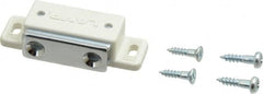Sugatsune - 1.99" Long x 0.67" Wide x 0.47" High, Plastic & Steel Tension Catch - White Finish, 5.2 Magnetic Force, 1-3/16" Long Strike, 29/64" Wide Strike - Americas Industrial Supply