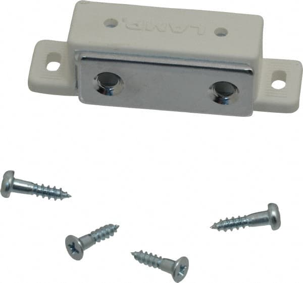 Sugatsune - 2.36" Long x 0.71" Wide x 0.63" High, Plastic & Steel Tension Catch - White Finish, 6.1 Magnetic Force, 1-1/2" Long Strike, 35/64" Wide Strike - Americas Industrial Supply