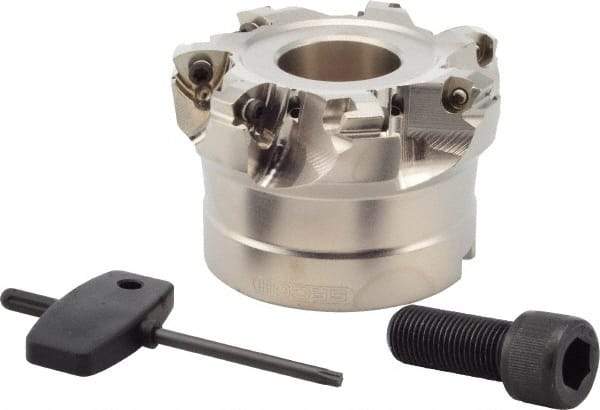 Seco - 7 Inserts, 3" Cutter Diam, 0.08" Max Depth of Cut, Indexable High-Feed Face Mill - 1" Arbor Hole Diam, 2" High, R220.21 Toolholder, 218.19-160.. Inserts, Series R220.21 - Americas Industrial Supply