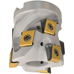 Iscar - 35 Inserts, 3" Cut Diam, 1-1/4" Arbor Diam, 3.24" Max Depth of Cut, Indexable Square-Shoulder Face Mill - 0/90° Lead Angle, 4" High, T490 LN.. 1306 Insert Compatibility, Through Coolant, Series Helitang - Americas Industrial Supply