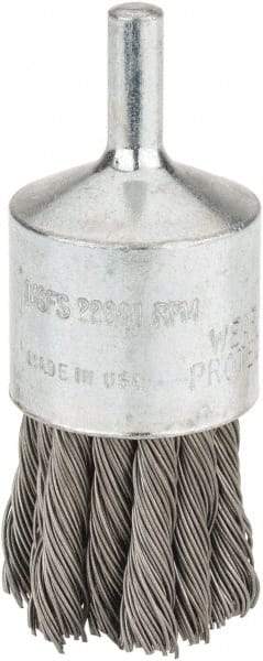 DeWALT - 1" Brush Diam, Knotted, End Brush - 1/4" Diam Steel Shank, 1/4" Pilot Diam, 20,000 Max RPM - Americas Industrial Supply