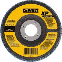 DeWALT - 120 Grit, 6" Disc Diam, 7/8" Center Hole, Type 27 Zirconia Alumina Flap Disc - 10,100 Max RPM, Cloth Backing, Arbor Attaching System, Coated - Americas Industrial Supply