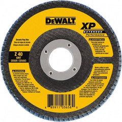 DeWALT - 80 Grit, 4-1/2" Disc Diam, 7/8" Center Hole, Type 27 Zirconia Alumina Flap Disc - 13,300 Max RPM, Cloth Backing, Arbor Attaching System, Coated - Americas Industrial Supply