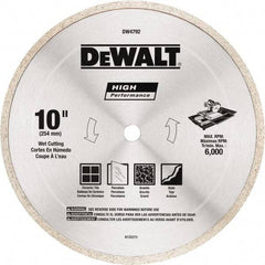 DeWALT - 10" Diam, 5/8" Arbor Hole Diam, Wet & Dry Cut Saw Blade - Diamond-Tipped, Standard Round Arbor - Americas Industrial Supply