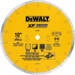 DeWALT - 10" Diam, 5/8" Arbor Hole Diam, Wet & Dry Cut Saw Blade - Diamond-Tipped, Standard Round Arbor - Americas Industrial Supply