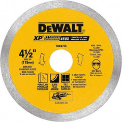 DeWALT - 4-1/2" Diam, 5/8 & 7/8" Arbor Hole Diam, Wet & Dry Cut Saw Blade - Diamond-Tipped, Standard Round Arbor - Americas Industrial Supply