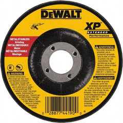 DeWALT - 24 Grit, 9" Wheel Diam, 1/4" Wheel Thickness, 7/8" Arbor Hole, Type 27 Depressed Center Wheel - Zirconia Alumina, Resinoid Bond, 6,600 Max RPM, Compatible with Angle Grinder - Americas Industrial Supply